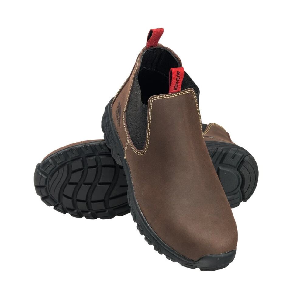 AVENGER Mens Flight Romeo Work Boots 7.5 Brown Leather Waterproof Alloy Toe EUC